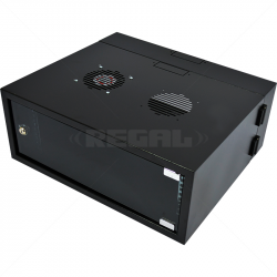 4U 300 + 200mm Collar Swing Frame Wall Box incl Fans and Power Black
