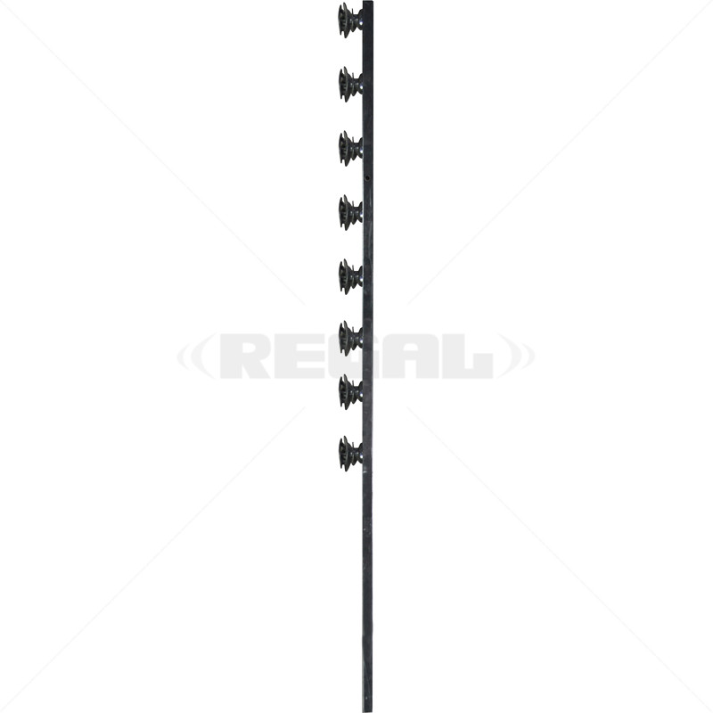 Fence Pole - 8Line Square Tube Straight Black Shield Insulator